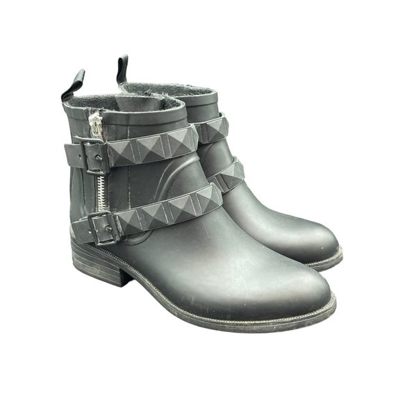 Rebecca Minkoff Shoes - Rebecca Minkoff Black Rubber Ankle Boots Womens 6 Booties Rain Boots